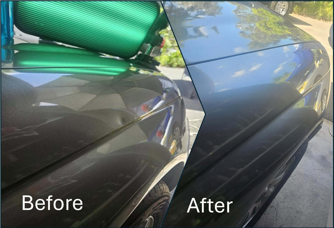 Before and after paintless dent repair