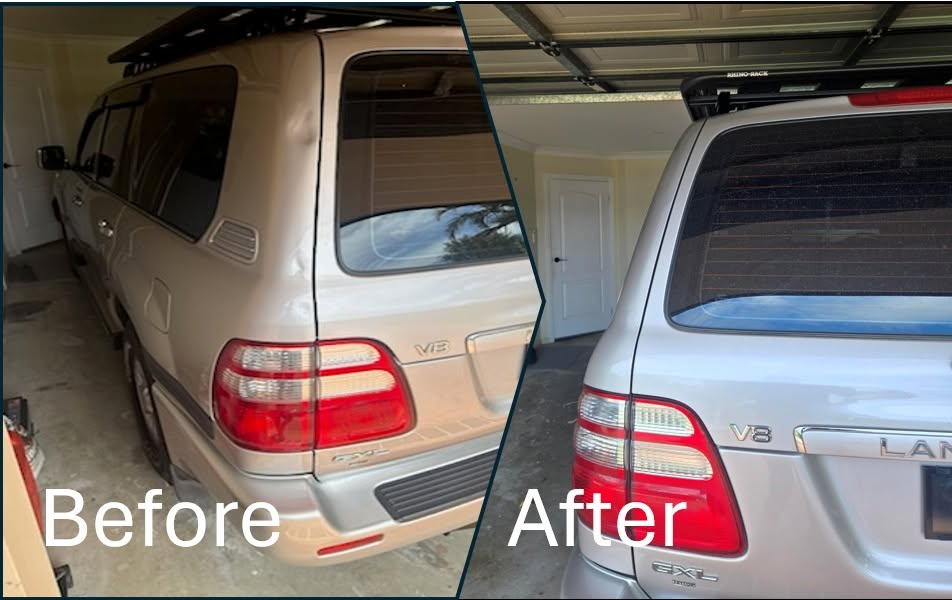 Before and after paintless dent repair