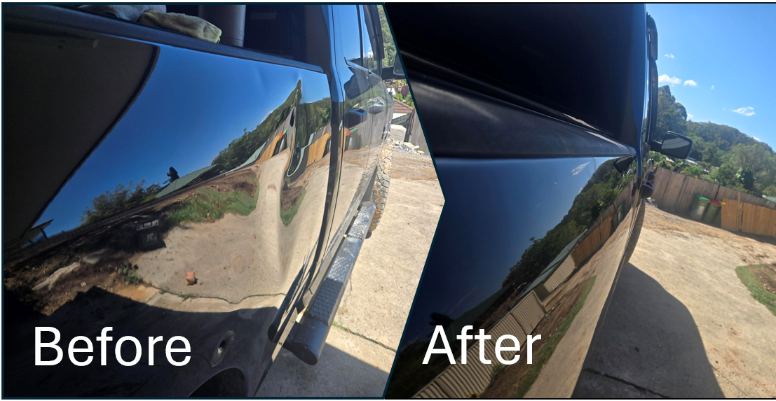 Before and after paintless dent repair